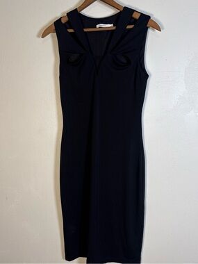 Bailey 44 Black Small Bodycon Knee Length Sleeveless Dress Sexy Slinky Cut Out S